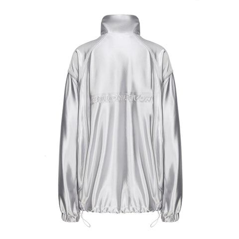 Metallic Oversized Zip Up Jacket