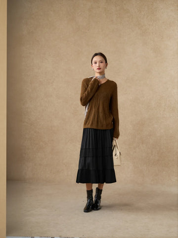 Cozy Textured V Neck Sweater