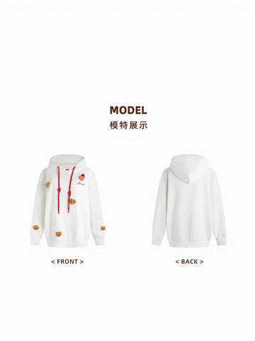 Cute Bear Print Graphic Hoodie