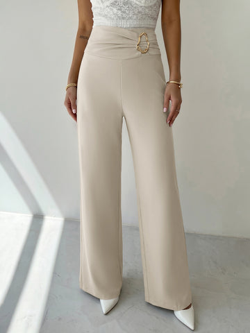 High Waist Ruched Wide Leg Pants