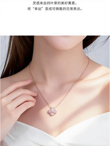 Dainty Floral Shell Clover Necklace