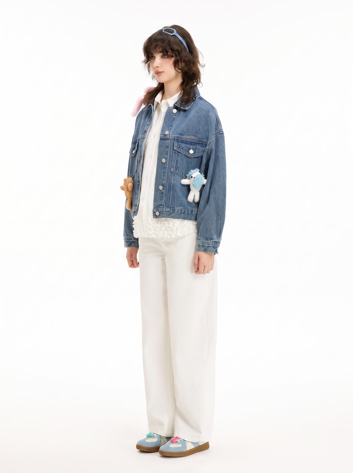 Oversized Cute Graphic Denim Jacket