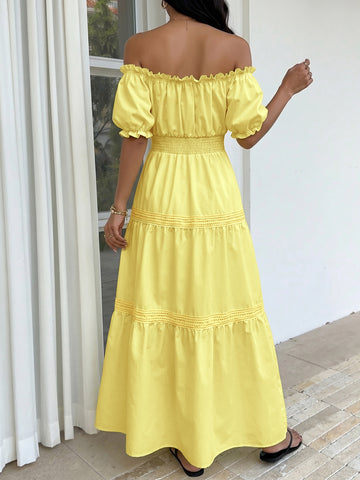 Off Shoulder Tiered Maxi Dress