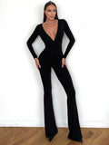 Sexy Deep V Neck Flared Jumpsuit