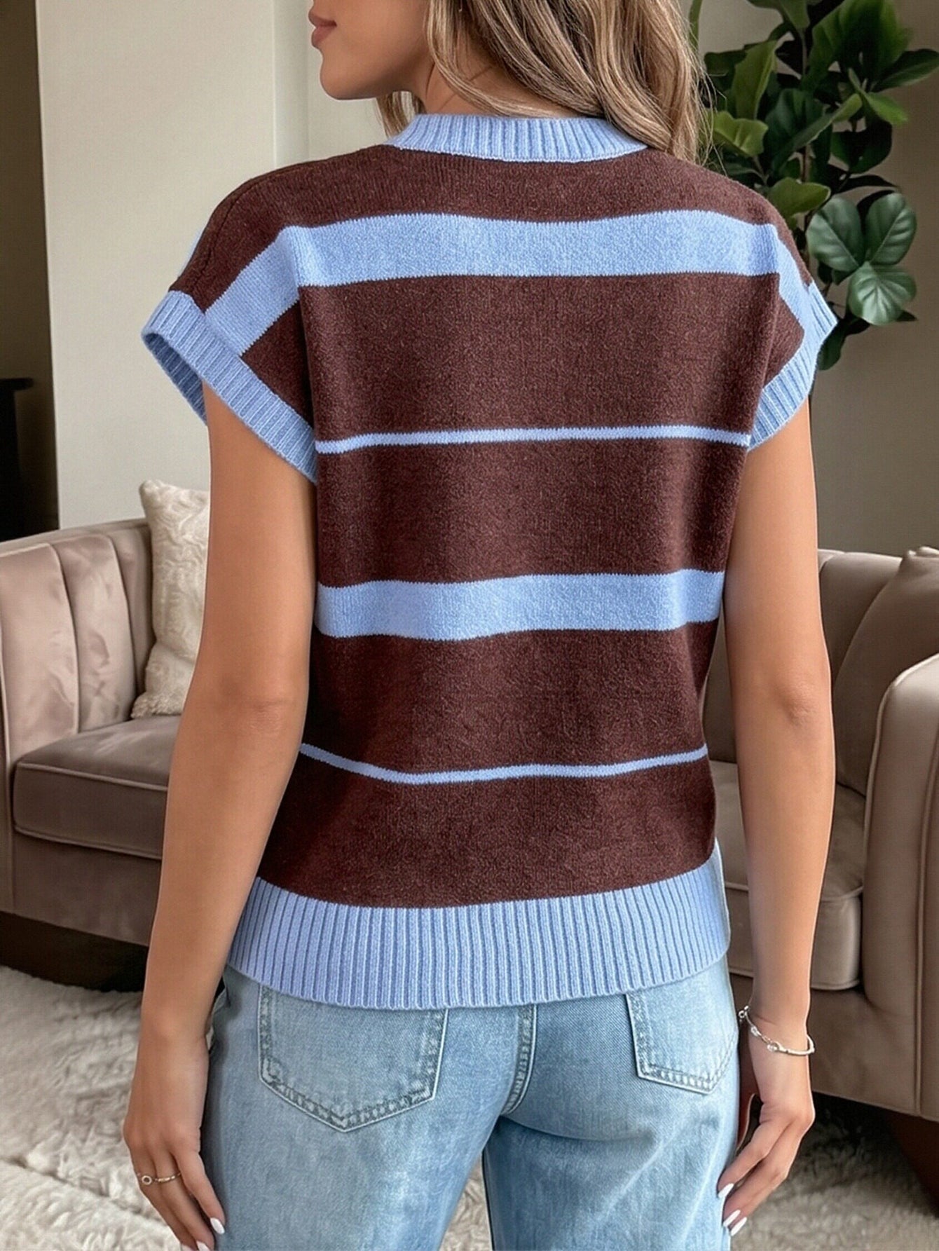 Cozy Striped Knit Sweater Vest