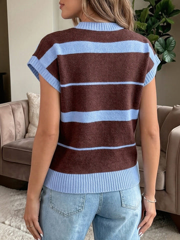 Cozy Striped Knit Sweater Vest