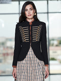 Embellished Gold Button Military Jacket