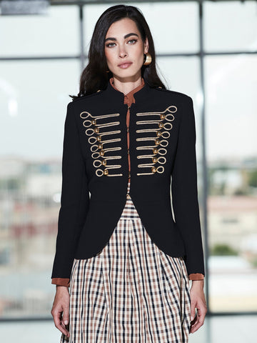 Embellished Gold Button Military Jacket