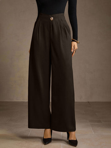 High Waisted Pleated Wide Leg Pants