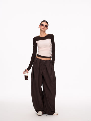High Waisted Pleated Wide Leg Trousers