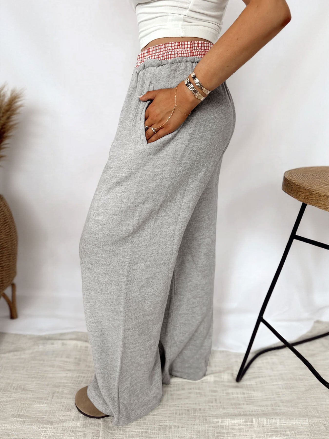 Wide-Leg Drawstring Pocket Casual Sweatpants