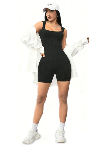 Seamless Ribbed Athletic Tennis Romper