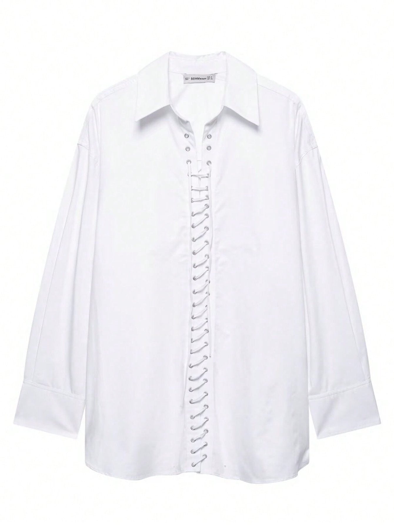 Oversized Lace Up White Shirt