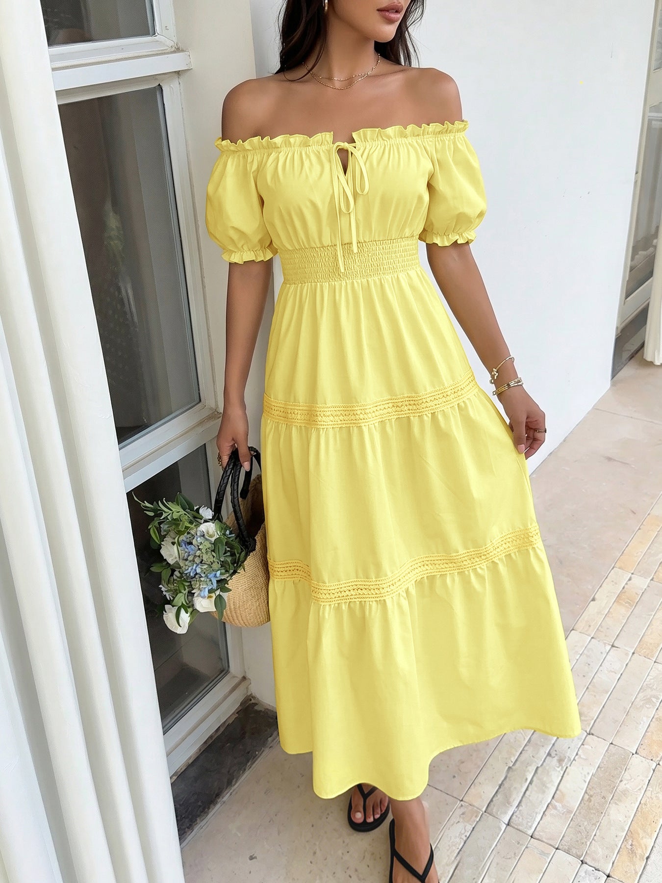 Off Shoulder Tiered Maxi Dress