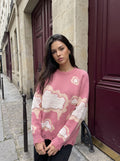 Distressed Cloud Pattern Knit Sweater