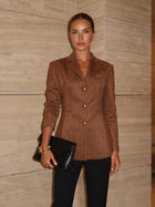 Tailored Suede Button Front Blazer