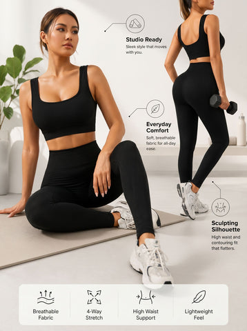 Seamless Ribbed High Waisted Workout Set