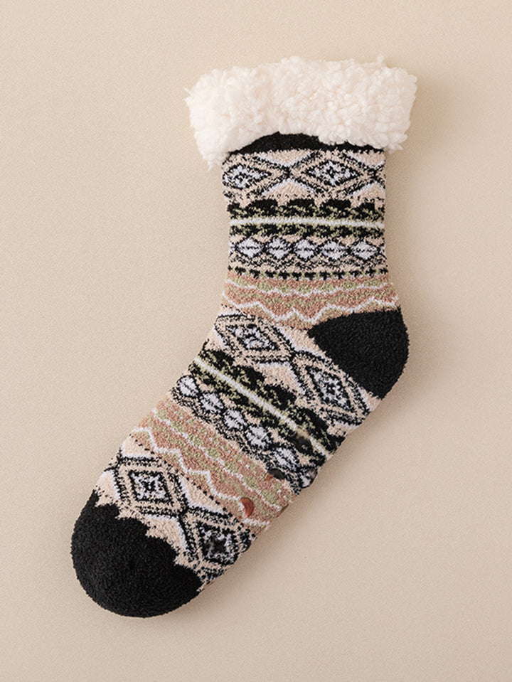 Cozy Sherpa Lined Patterned Socks