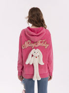 Cute Bunny Graphic Sequin Hooded Jacket