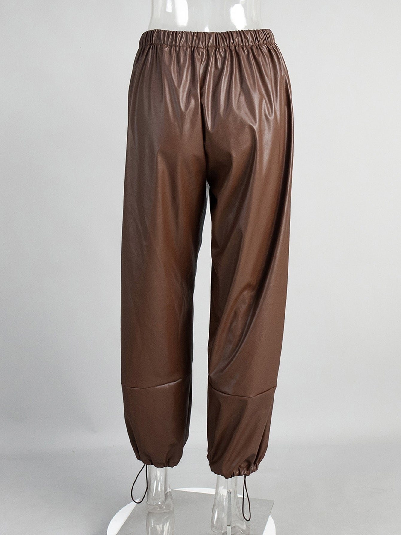 High Waisted Faux Leather Joggers