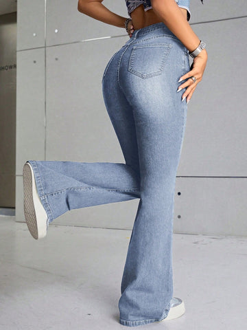 High Rise Light Wash Flare Jeans