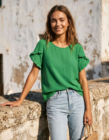 Ruffled Sleeve Casual Chiffon Blouse