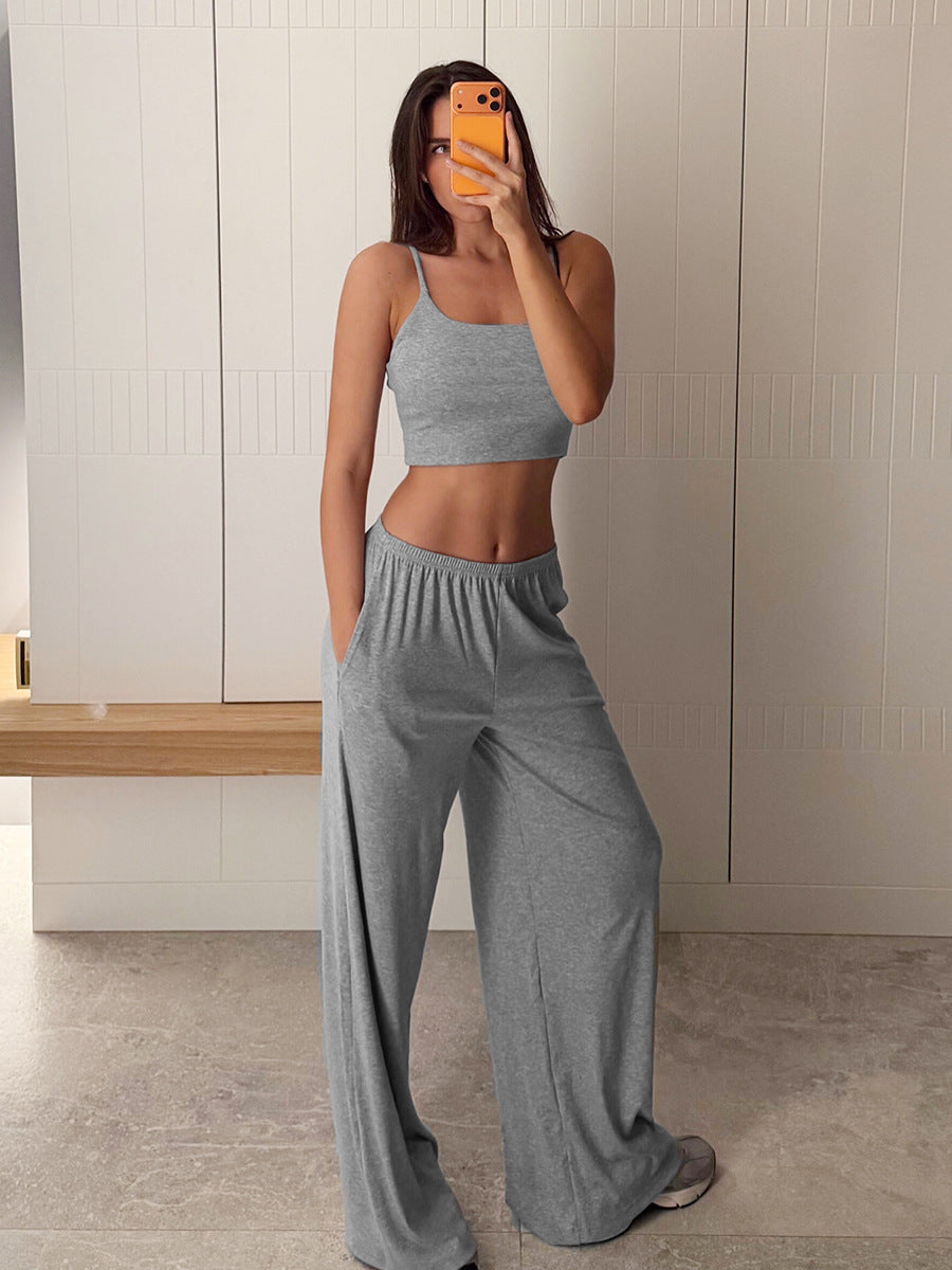 Cozy Ribbed Crop Lounge Pants Set