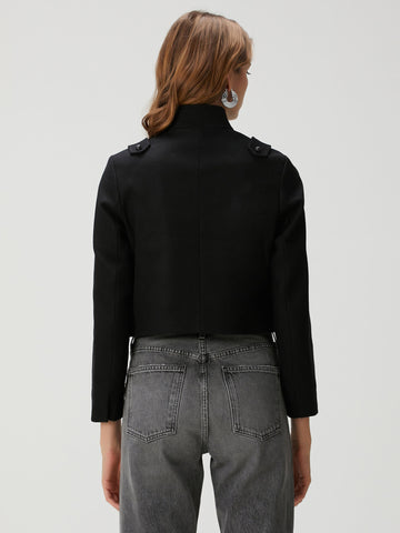 Cropped Military Style Black Jacket