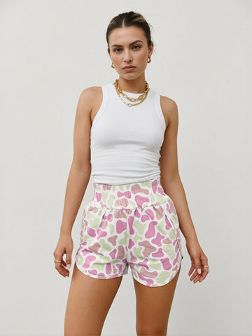 Checkered Pattern Lace Trim Shorts