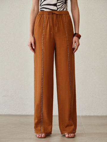 High Waisted Linen Blend Pants