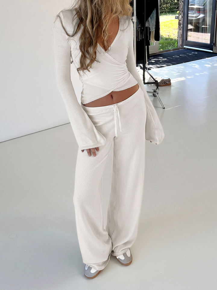 Cozy Wrap Top Wide Leg Set
