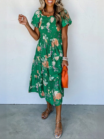 Floral Smocked Midi Dress