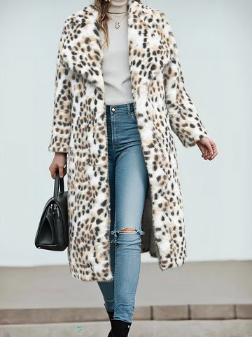 Oversized Leopard Print Faux Fur Coat