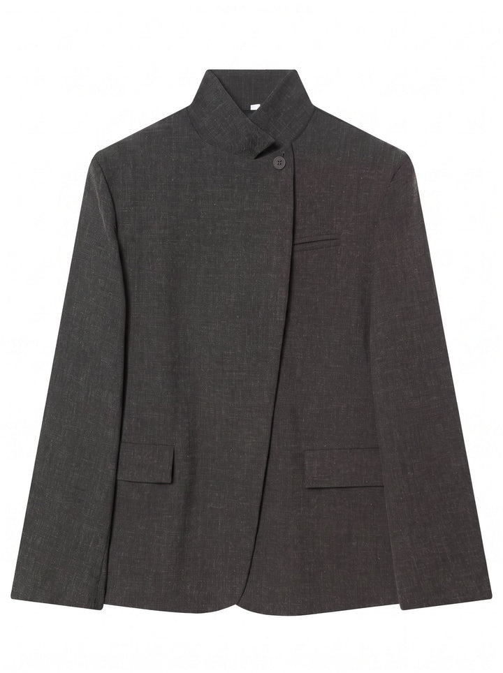 Plaid Stand Collar Blazer Jacket