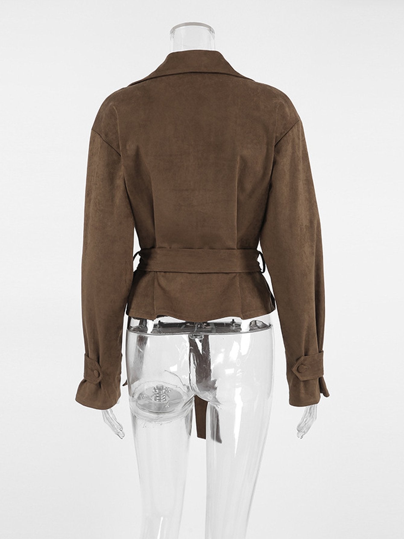 Belted Suede Notch Collar Jacket