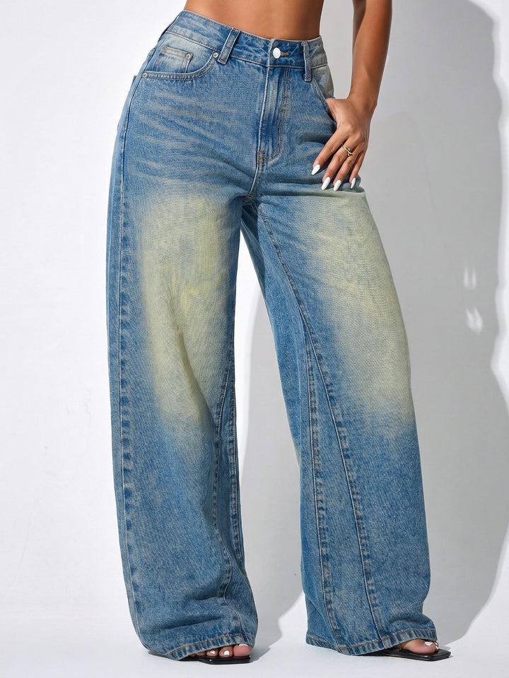 Comfortable Durable High Rise Wide Jeans