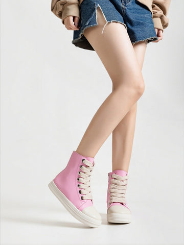 Pink High Top Zipper Sweet Sneakers