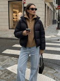 Cropped Lightweight Black Puffer Jacket