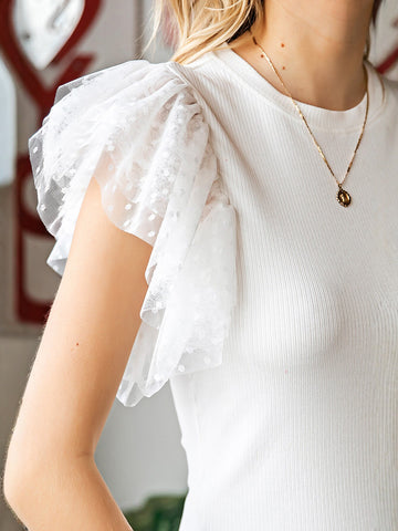 Layered Polka Dot Mesh Sweater