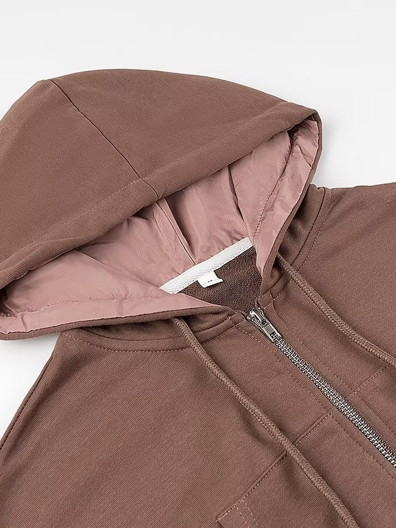 Cropped Full Zip Hooded Sweatshirt