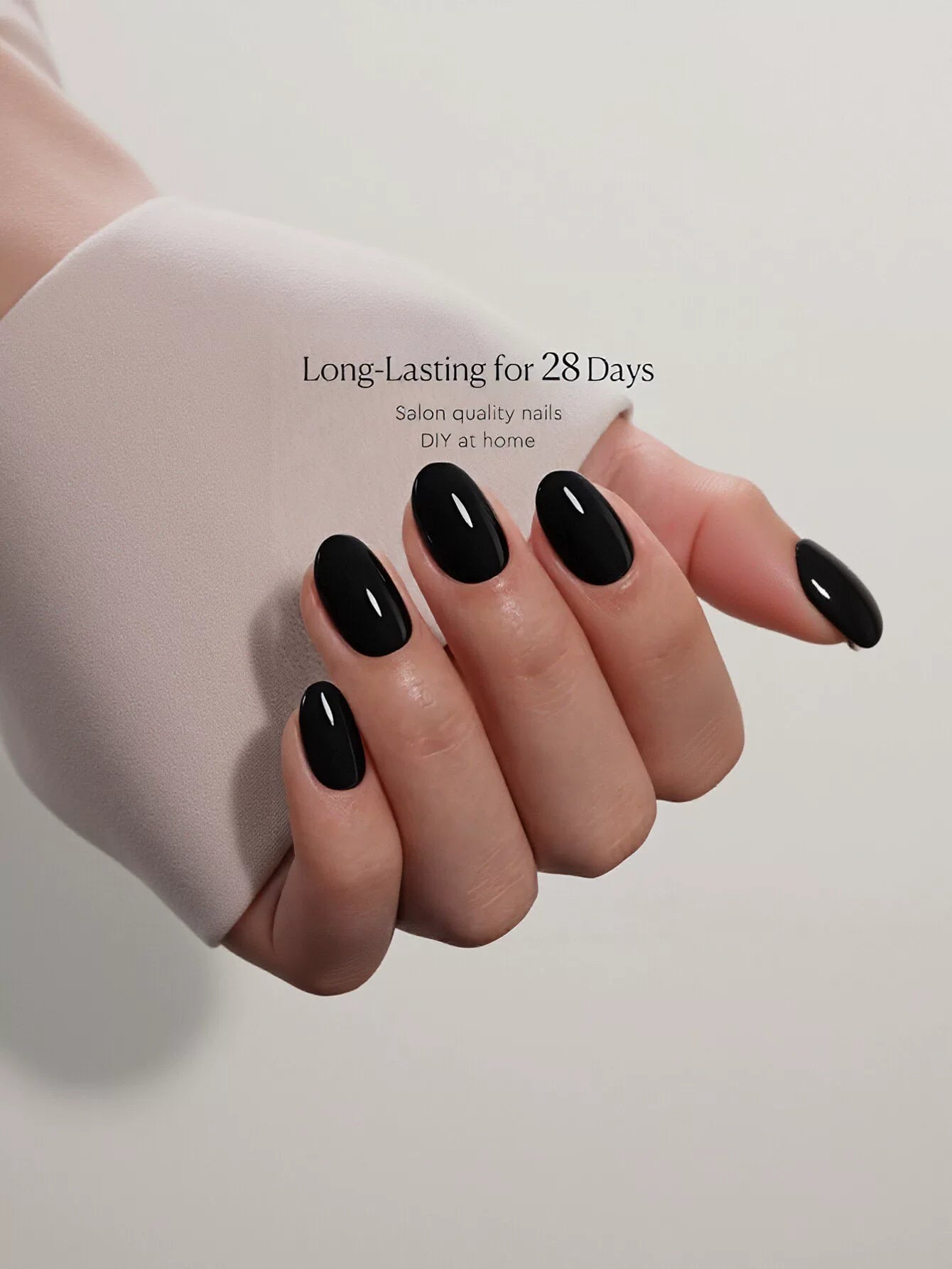 Glossy Black Oval Press On Nails