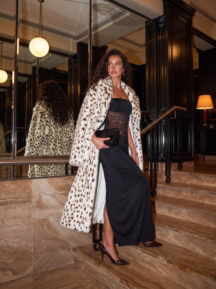Oversized Leopard Print Faux Fur Coat