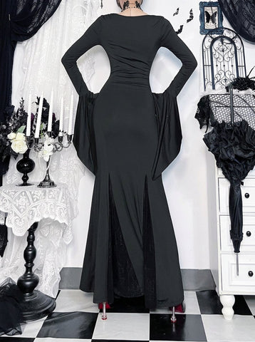Gothic Flare Sleeve Lace Maxi Dress