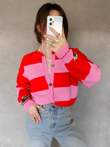 Cozy Striped Button Down Cardigan