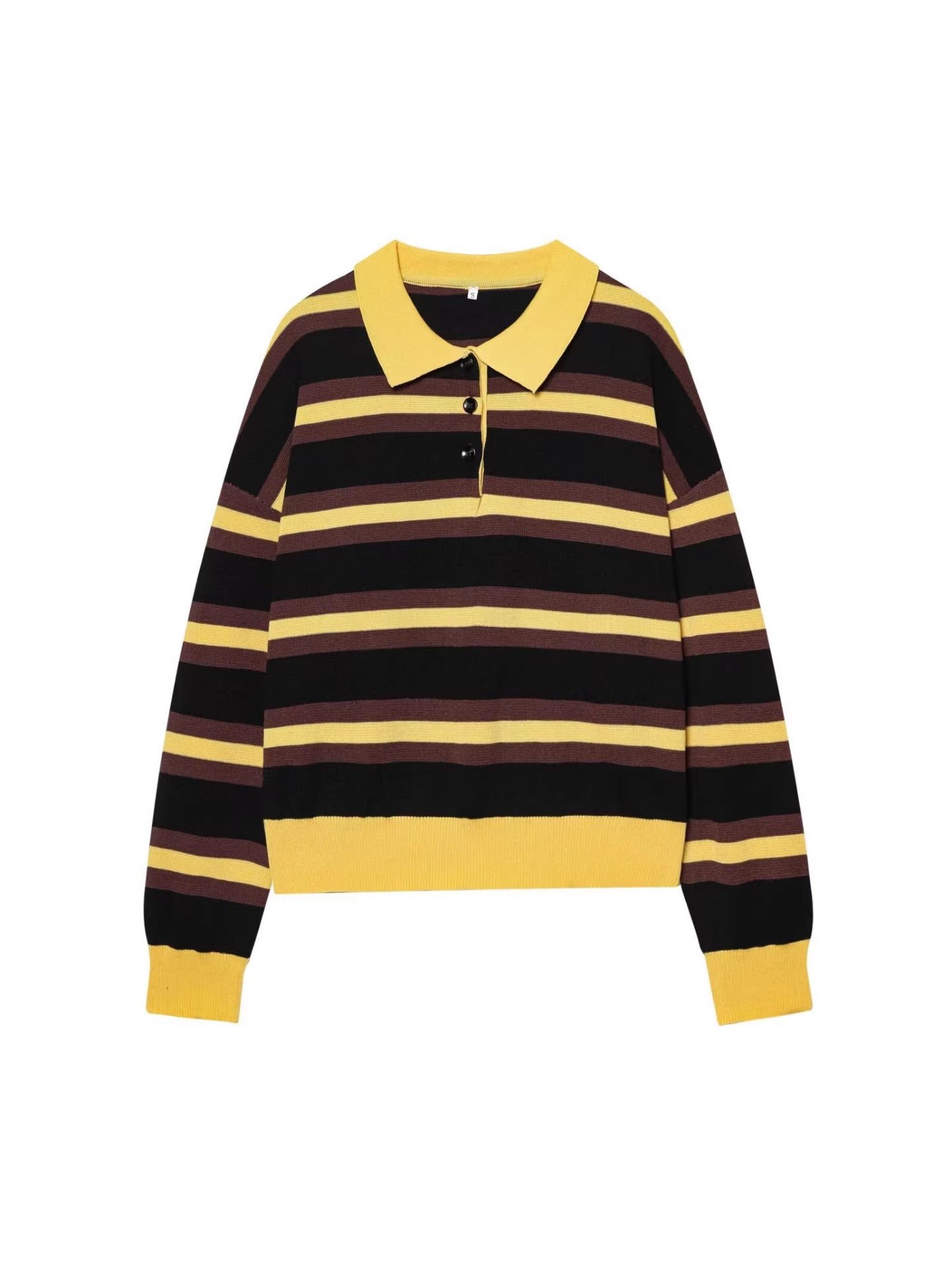 Oversized Striped Polo Collar Sweater