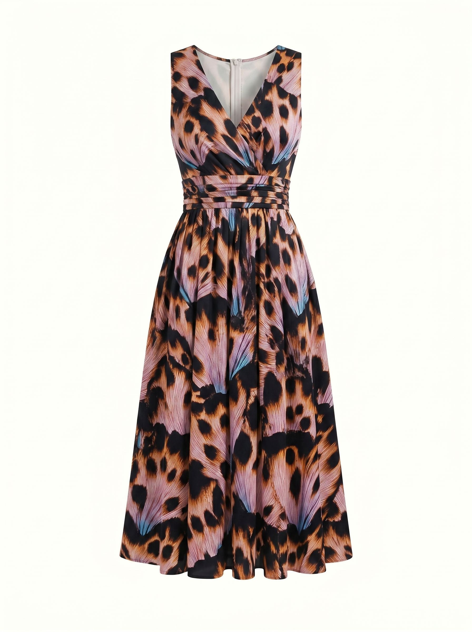 CORINNE
Floral Print V Neck A Line Midi Dress