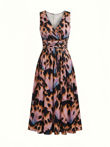 CORINNE
Floral Print V Neck A Line Midi Dress