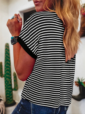 Casual Striped Relaxed Fit T-Shirt