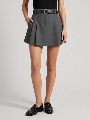 Pleated A-Line Mini Skirt