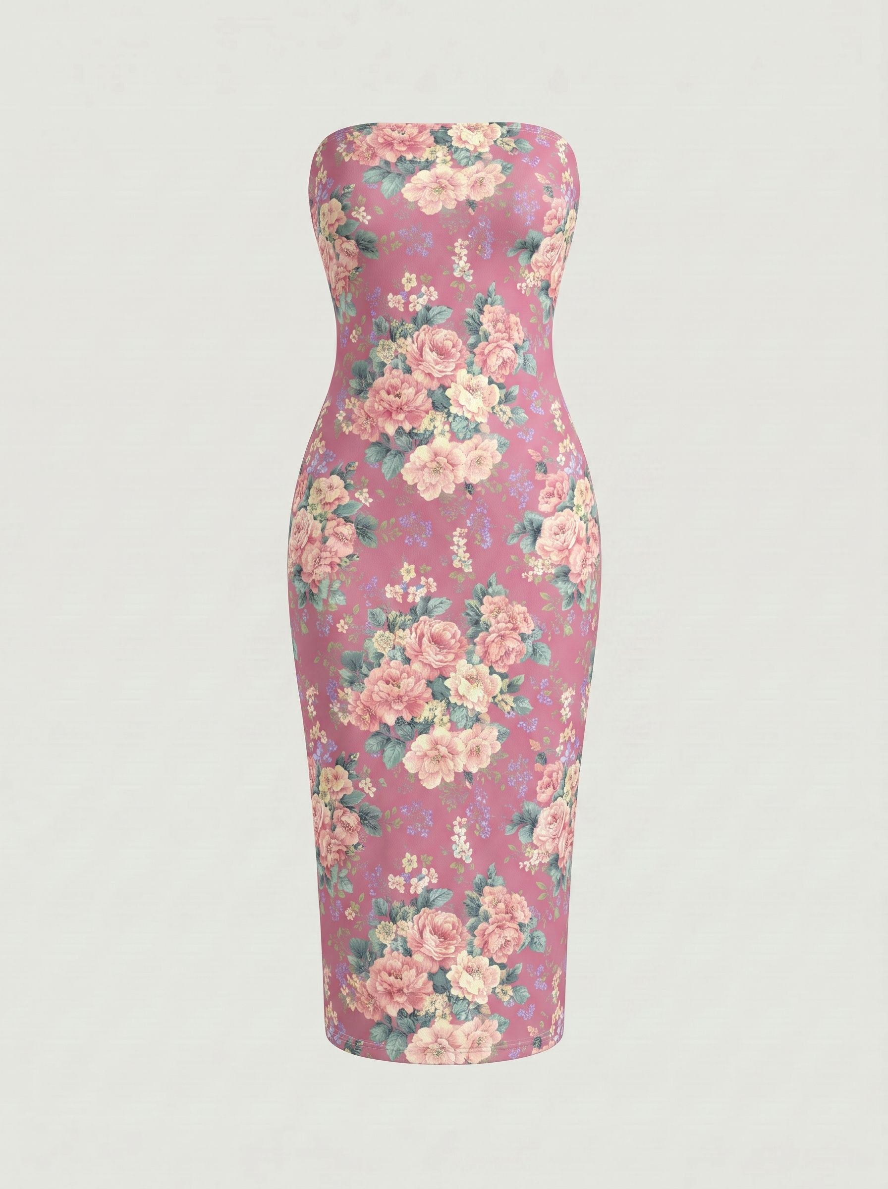 CORINNE
Floral Print V Neck A Line Midi Dress